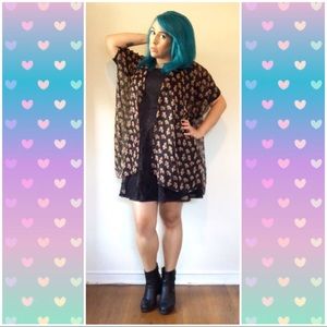 Band of Gypsies Black Floral Shawl Size M/L